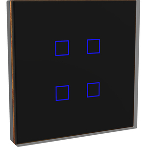 CAPACITIVE PUSH BUTTON LAÜKA KNX 4 BUTTONS BLACK GLASS AND WOODEN FRAME
