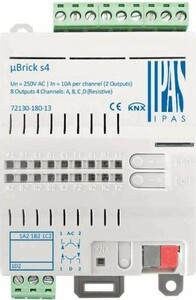 KNX Jalousie Aktoren, µBrick s4, 4 Jal Kanäle, 10A, DIN-Schienen / Oberfläche / UP, serie µBrick, Ref. 72130-180-13