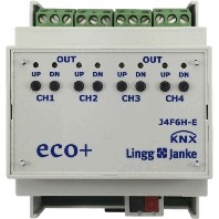 KNX Jalousie Aktoren, J4F6H-E, 4 Jal Kanäle, 6A, DIN-Schienen, serie ECO+, Ref. 79432