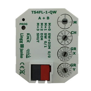 KNX Universalschnittstelle, TS4FL-2-QW, 4 Eingänge, Potenzialfrei, Mit LED-Ausganag, Für UP-Schaltergehäuse, serie QUICK, Ref. Q77896