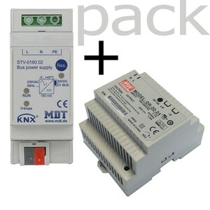 Knx 160 mah power supply + meanwell 24v 1,5a power supply pack, Ref. 19027_PACK