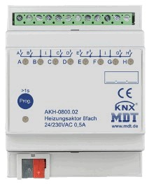 KNX Elektronische Heizung Aktoren, 8 Binärausgänge, 230VAC, DIN-Schienen, Ref. AKH-0800.02
