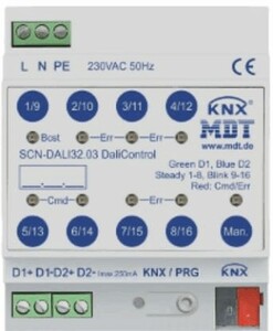 KNX DALI Beleuchtung Gateway, 32 grupos, 128 balastros, DIN-Schienen, Ref. SCN-DALI32.03