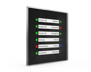 KNX Info Panel, Mit Display / Mit LED, glass black, Ref. SCN-GLED1S.01