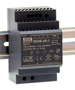 Spannungsversorgung, 5V, 6.5A, 32.5W, DIN-Schienen, Ref. HDR-60-5