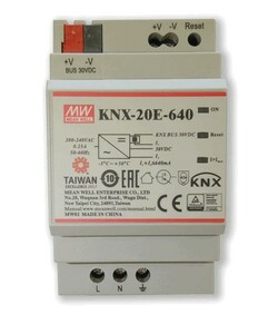 KNX Spannungsversorgung, 640mA, Mit Hilfsausgang, DIN-Schienen, white, Ref. KNX-20E-640