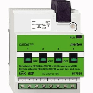 Schaltaktor REG-K/4x230/16 mit Handbetätigung und Stromerkennung