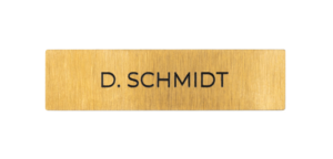 DoorBird Namensschild, Gravur D21x Edelstahl V4A, gebürstet, PVD-beschichtet mit vergoldetem Finish