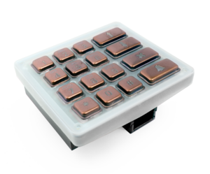 Keypad module with 16x stainless steel keys, PVD coating with bronze-finish, for DoorBird D21DKx