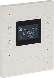 KNX Thermostate 6 Wippen, mit Temperatur sensor, Mit Display, Mit Handbedienung, serie ORIA, ivory white, Ref. INT-OT3-0201F0