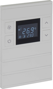 KNX Thermostate 8 Wippen, mit Temperatur sensor, Mit Display und ohne Status, Mit Handbedienung, serie ORIA, gray, Ref. INT-OT4-030100