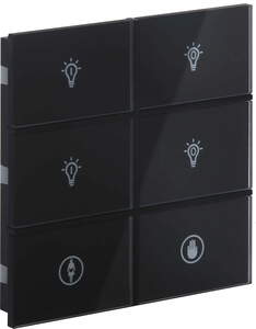 KNX Tastsensoren 6 Wippen, Mit Status-LED, mit Symbol, serie ROSA Crystal, black, Ref. INT-RCS3-0100B1