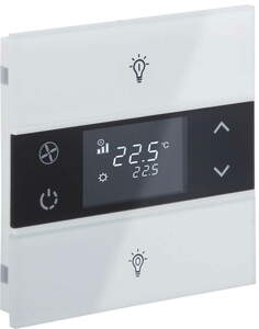 KNX Tastsensoren 2 Wippen, Mit Thermostat, mit Temperatur sensor, Mit Display, mit Symbol, serie ROSA, white, Ref. INT-RCT1-0201B1