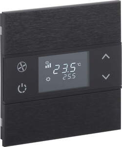 KNX Tastsensoren 2 Wippen, Mit Thermostat, mit Temperatur sensor, Mit Display, ohne Symbol, serie ROSA Metal, anthracite, Ref. INT-RMT1-0101B0