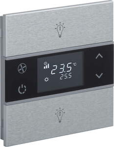 KNX Tastsensoren 2 Wippen, Mit Thermostat, mit Temperatur sensor, Mit Display, mit Symbol, serie ROSA Metal, aluminium, Ref. INT-RMT1-0401B1