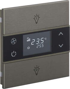 KNX Tastsensoren 2 Wippen, Mit Thermostat, mit Temperatur sensor, Mit Display, mit Symbol, serie ROSA Metal, bronze, Ref. INT-RMT1-0501B1