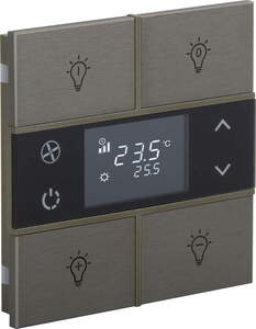 KNX Tastsensoren 4 Wippen, Mit Thermostat, mit Temperatur sensor, Mit Display, mit Symbol, serie ROSA Metal, bronze, Ref. INT-RMT2-0501B1