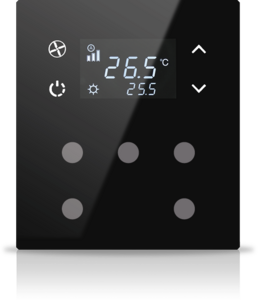 KNX Tastsensoren 5 Wippen, Mit Thermostat, Mit Display, serie MONA, black, Ref. MN-B-T05