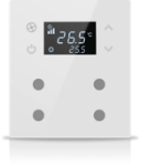 KNX Tastsensoren 4 Wippen, Mit Thermostat, Mit Display, serie MONA, white, Ref. MN-W-T04