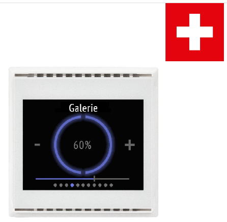 Raum-Controller mit Temperatur-/Feuchtesensor, für schweizer Installations-System Cala Touch KNX TH 3.x CH, pure white