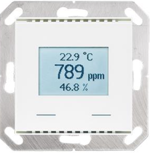 KNX VOC/TH-UP Touch: Raum-Controller, Mischgas/Temperatur/ Feuchte, Reinweiß