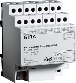 KNX Elektronische Heizung Aktoren, 6 Binärausgänge, DIN-Schienen, ohne farbe, Ref. 211400
