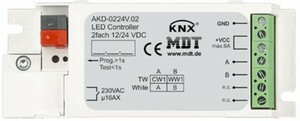 KNX Dimmer Aktoren, LED 12/24VDC, 2 Binärausgänge, Konstantspannung, 3A, UP, Ref. AKD-0224V.02