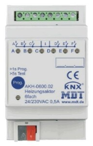 KNX Elektronische Heizung Aktoren, 6 Binärausgänge, 230VAC, DIN-Schienen, Ref. AKH-0600.02