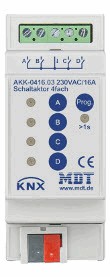 KNX Konmutation Aktoren, 4 Binärausgänge , 230VAC, 16A, DIN-Schienen, Ref. AKK-0416.03