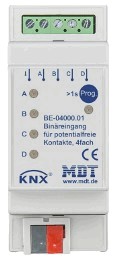 KNX binär Eingänge, 4 Eingänge, Potenzialfrei, DIN-Schienen, Ref. BE-04000.01