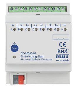 KNX binär Eingänge, 8 Eingänge, Potenzialfrei, DIN-Schienen, Ref. BE-08000.02