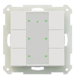 KNX Tastsensoren 6 Wippen, Mit Status-LED, serie SERIE 55, white matt, Ref. BE-TA55P6.01
