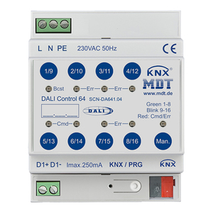 KNX DALI Beleuchtung Gateway, 16 grupos, 64 balastros, DIN-Schienen, Ref. SCN-DA641.04