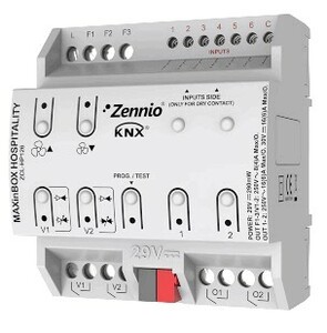 Fan-Coil-Controller für 2-/4-Rohr Einheiten mit 2 16A zusätzlichen Ausgängen und 6 analog/digitalen Eingängen.